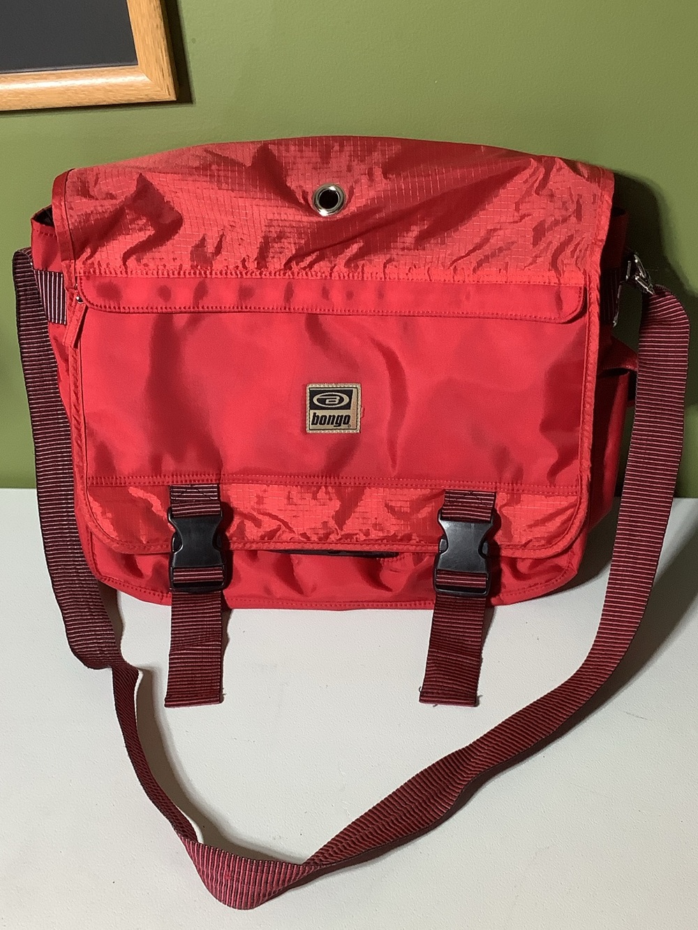 Bongo red nylon messenger bag